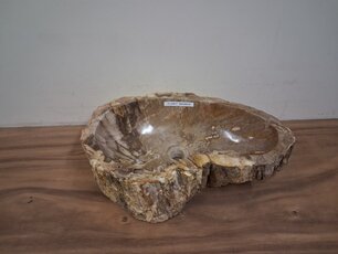 Waskom van versteend hout - 54x34x15cm - FL23677