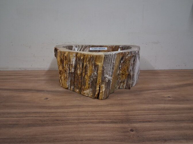 Waskom van versteend hout - 40x33x15cm - FL23678