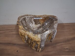 Waskom van versteend hout - 40x33x15cm - FL23678
