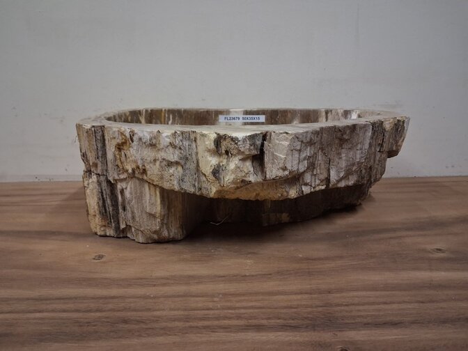 Waskom van versteend hout - 50x35x15cm - FL23679