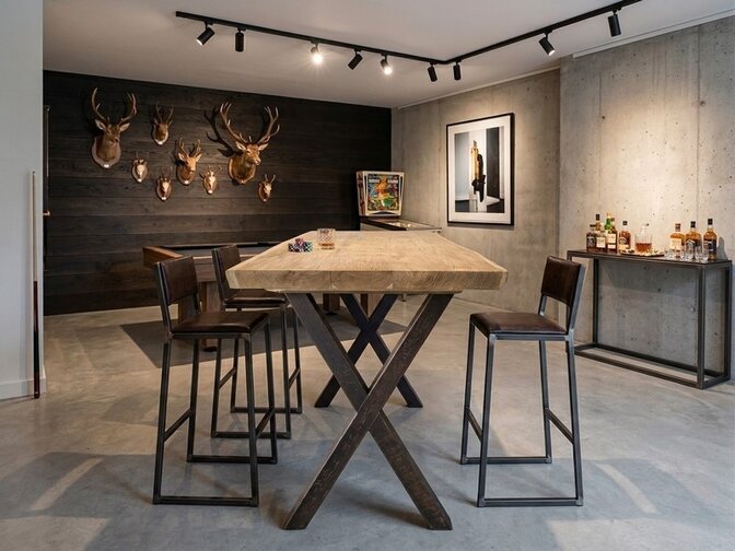 Teak boomstam bartafel voor binnen 90x200cm
