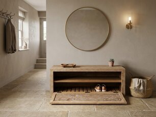 Teak schoenenkastje 130cm - White Wash