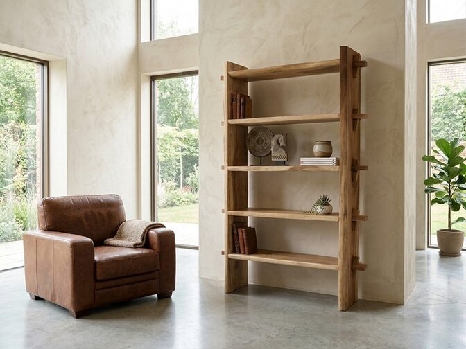 Boomstam boekenkast 125x200x40cm