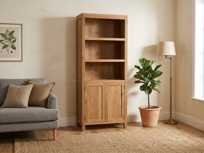 Teak boekenkast 85x40x215cm - Naturel