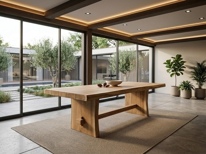 Teakhouten boomstamtafel 250cm voor buiten