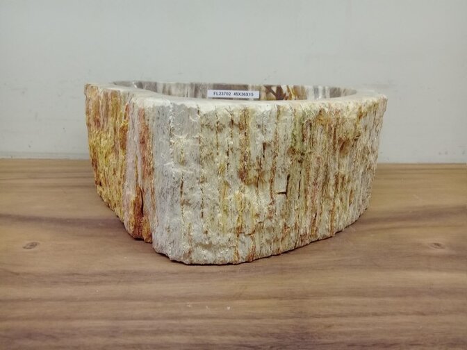 Waskom van versteend hout - 45x36x15cm - FL23702