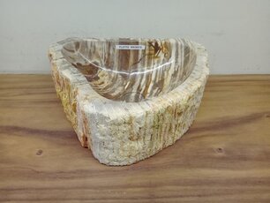 Waskom van versteend hout - 45x36x15cm - FL23702