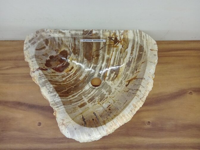 Waskom van versteend hout - 45x36x15cm - FL23702