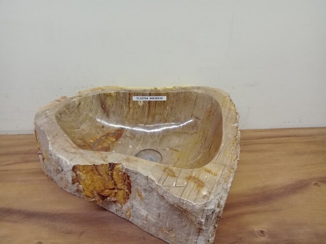 Waskom van versteend hout - 44x38x15cm - FL23704
