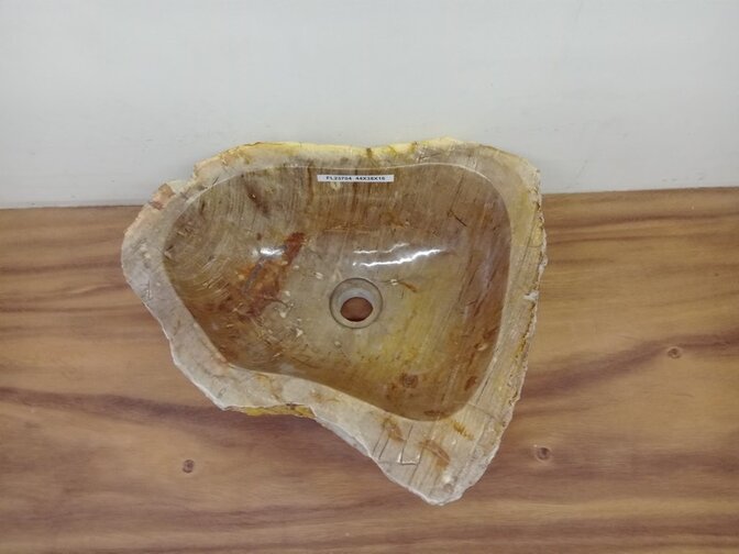 Waskom van versteend hout - 44x38x15cm - FL23704