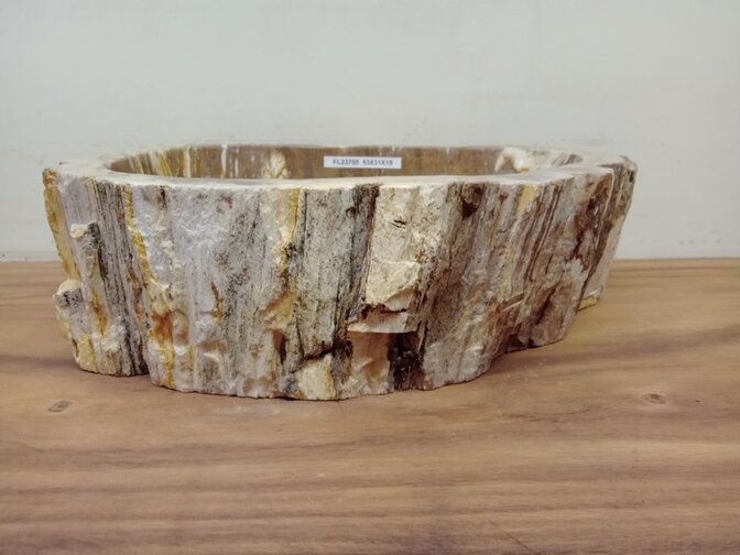 Waskom van versteend hout - 53x31x15cm - FL23705