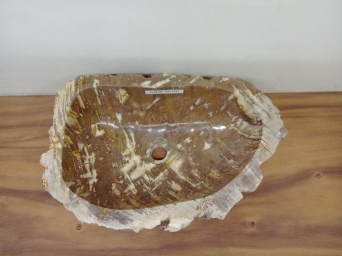 Waskom van versteend hout - 53x31x15cm - FL23705