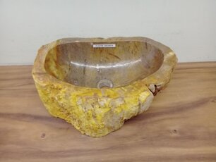Waskom van versteend hout - 50x34x15cm - FL23706