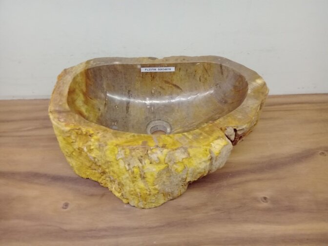 Waskom van versteend hout - 50x34x15cm - FL23706