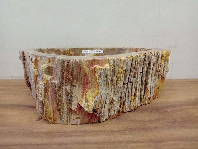 Waskom van versteend hout - 51x38x15cm - FL23707