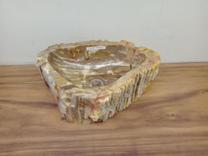 Waskom van versteend hout - 51x38x15cm - FL23707