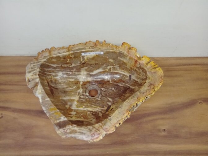 Waskom van versteend hout - 51x38x15cm - FL23707