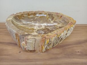 Waskom van versteend hout - 52x34x15cm - FL23708