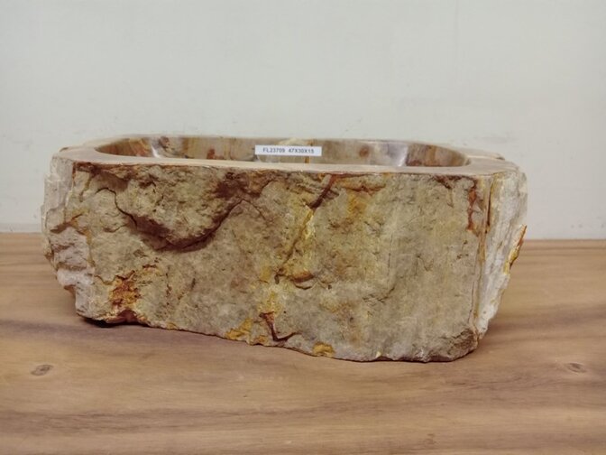 Waskom van versteend hout - 47x30x15cm - FL23709