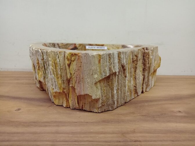 Waskom van versteend hout - 49x38x15cm - FL23710