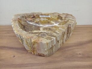 Waskom van versteend hout - 49x38x15cm - FL23710