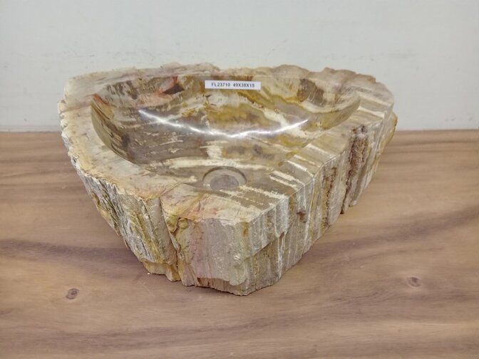 Waskom van versteend hout - 49x38x15cm - FL23710