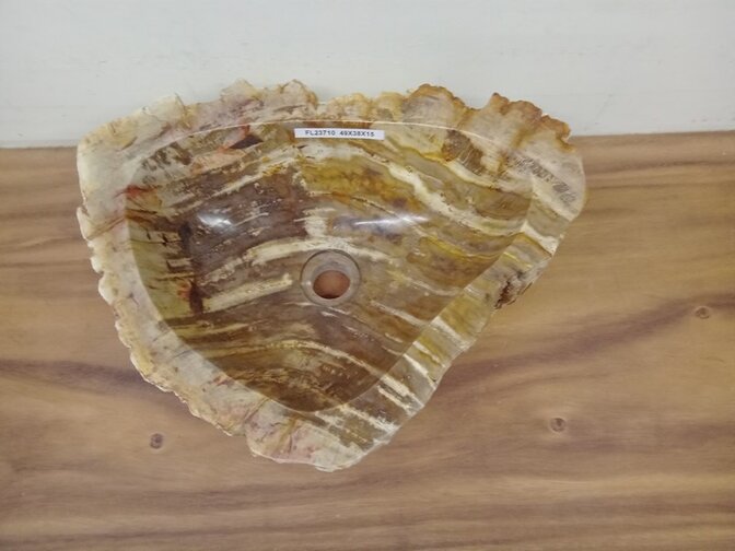 Waskom van versteend hout - 49x38x15cm - FL23710