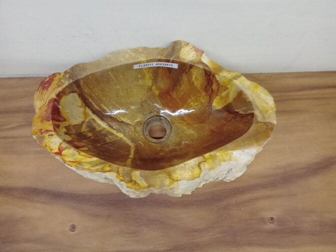 Waskom van versteend hout - 45x29x15cm - FL23711