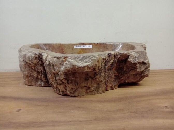 Waskom van versteend hout - 56x32x15cm - FL23712