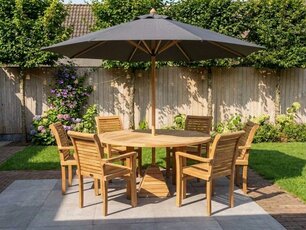 Teak parasol - 3 meter rond - Cartenza Grijs