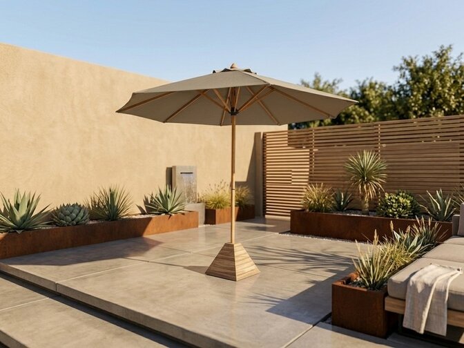 Teak parasol - 3 meter rond - Cartenza Zand