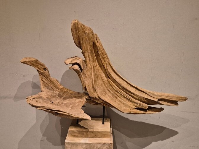 Sculptuur op voet 100x70cm - Teak wortelhout