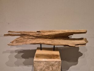 Sculptuur op voet 100x32cm - Teak wortelhout