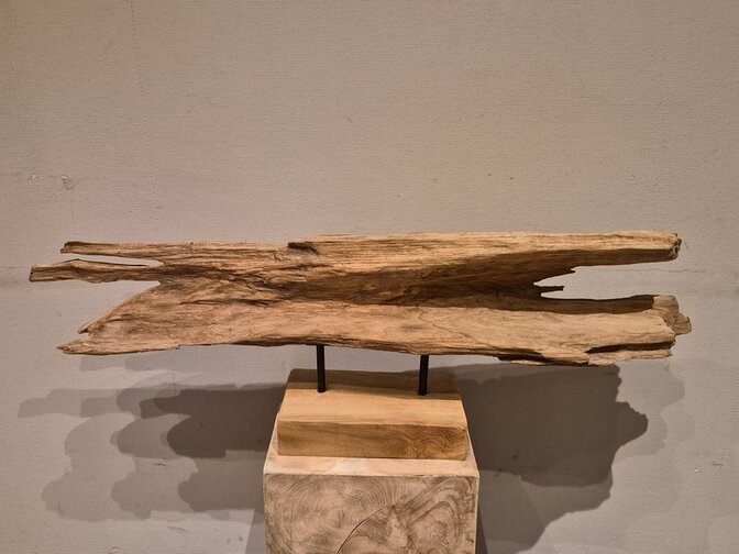Sculptuur op voet 100x32cm - Teak wortelhout