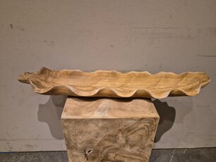 Teak houten fruitschaal 60cm - boomblad