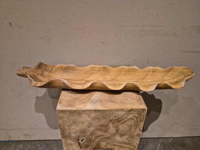 Teak houten fruitschaal 60cm - boomblad