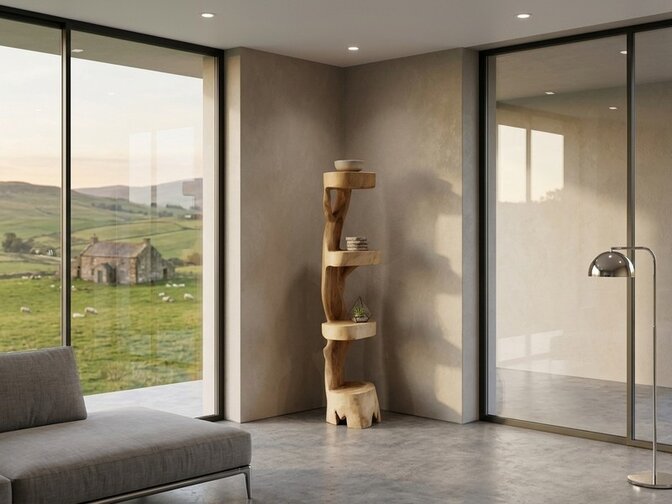 Robuuste etagere suarhout 140cm  - 4 plateau