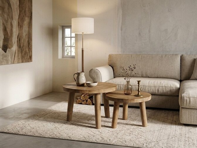 Teak Salontafel 50x35cm op 3 poot
