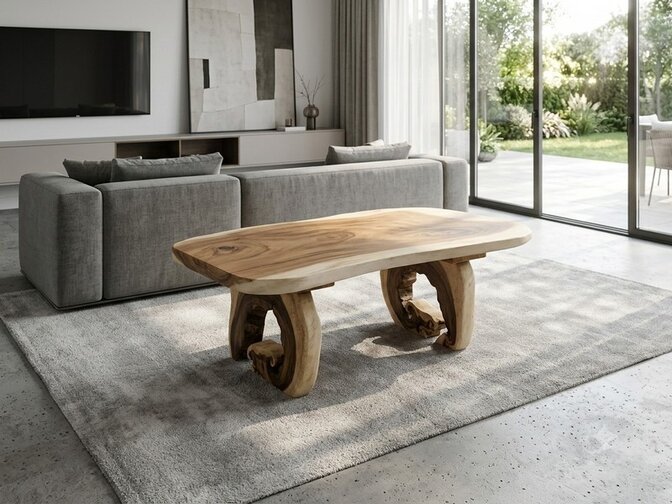 Boomstam salontafel ± 65x115x45cm