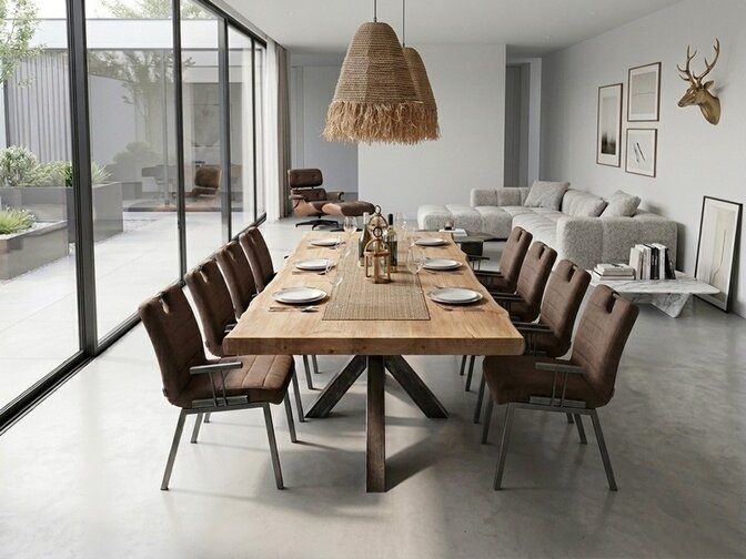 Teak boomstamtafel blad voor binnen 100x280cm