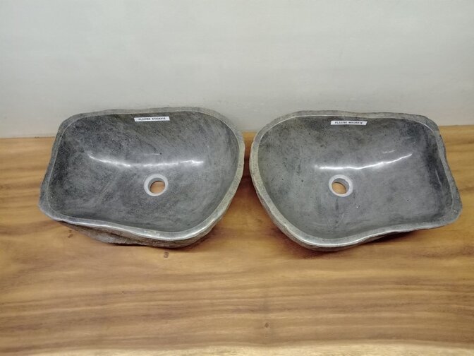 2 waskommen uit 1 steen - 47x34x15cm - FL23785