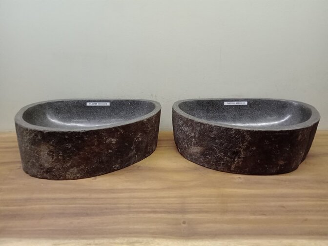 2 waskommen uit 1 steen - 49x33x15cm - FL23788