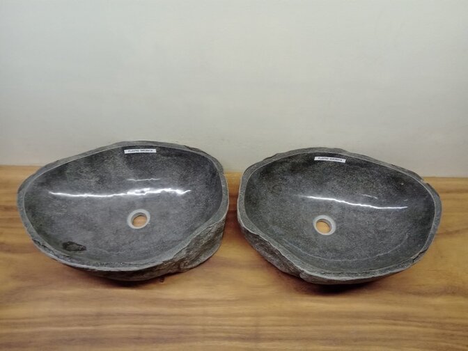 2 waskommen uit 1 steen - 54x39x15cm - FL23792