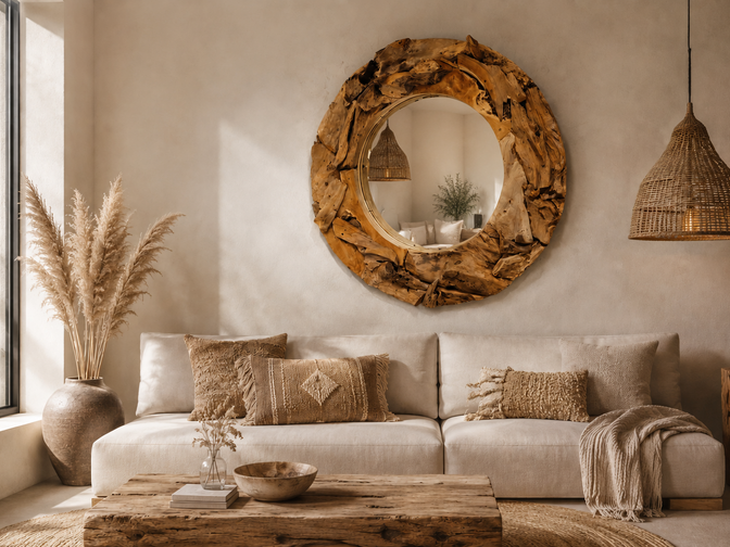 Spiegel, rustiek rond 120cm