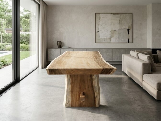 Robuuste boomstamtafel 280cm