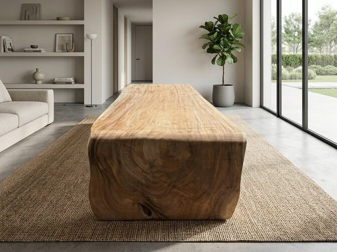 Boomstamtafel L met 1 vaste poot 120/125x310cm