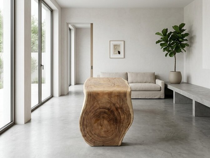 Boomstamtafel L met 1 vaste poot 75/100x260cm