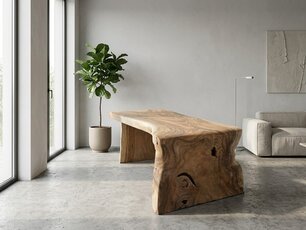Boomstamtafel L met 1 vaste poot 85/100x225cm