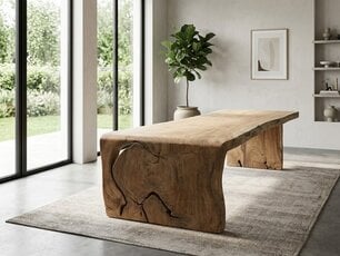 Boomstamtafel L met 1 vaste poot 110/120x325cm