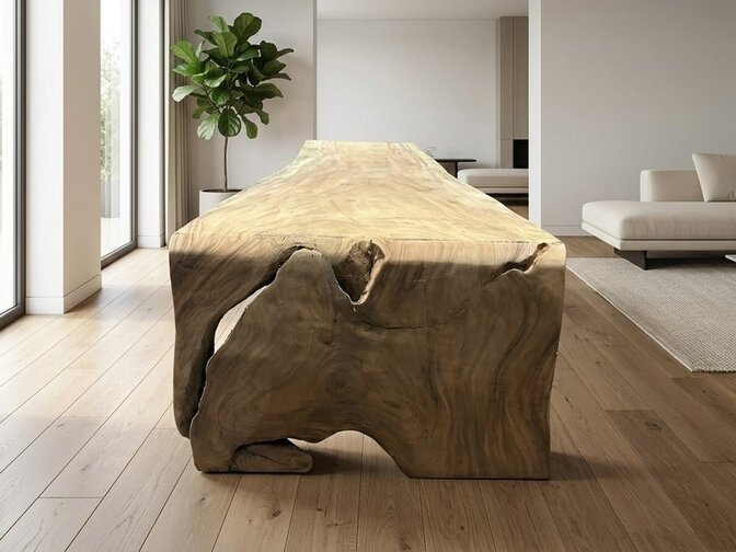 Boomstamtafel L met 1 vaste poot 100/115x335cm